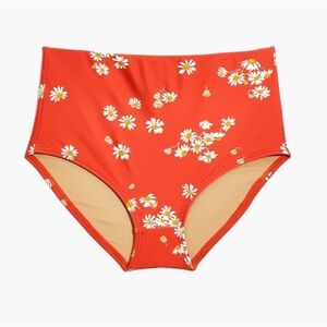 Madewell Retro High-Waisted Orange Daisy Swim Bottom, M